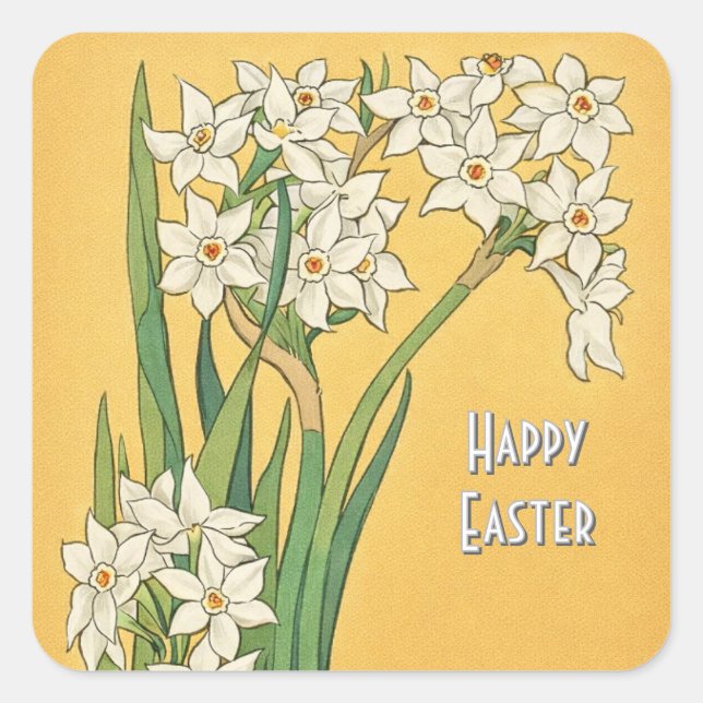 Adesivo Quadrado Art Nouveau Narcissus Flowers – Easter (Frente)