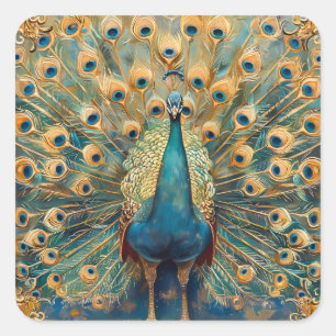 Adesivo Quadrado Art Nouveau Peacock