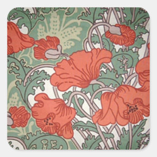 Adesivo Quadrado Art Nouveau Poppies