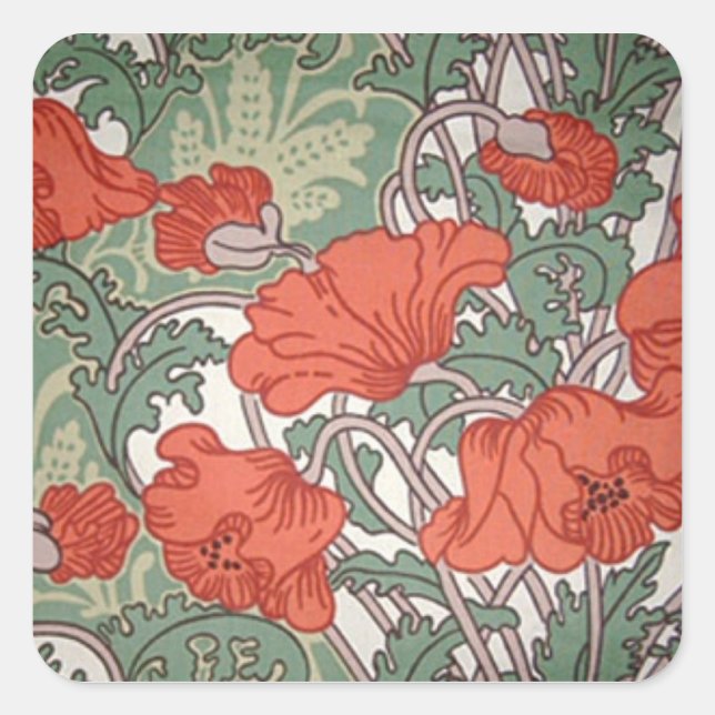 Adesivo Quadrado Art Nouveau Poppies (Frente)