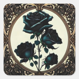 Adesivo Quadrado Art Nouveau Rosa Preto