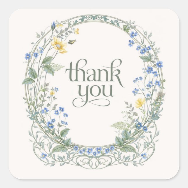 Adesivo Quadrado Art Nouveau Stained Glass Floral Frame  (Frente)