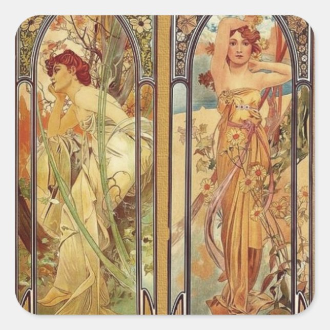 Adesivo Quadrado Art Nouveau Times of Day (Frente)