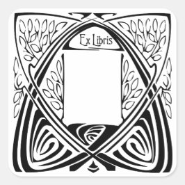 Adesivo Quadrado Art Nouveau Vintage Ex Libris Bookplate Labels