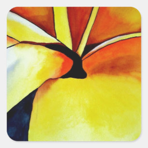 Adesivo Quadrado Arte abstracta tropical da aguarela da flor do
