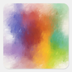 Adesivo Quadrado Arte abstrata colorida modelo em branco moderno e 