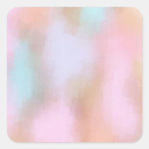 Adesivo Quadrado Arte Abstrata Cores Pastel Vermelho Amarelo Laranj