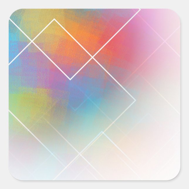 Adesivo Quadrado Arte abstrata moderna personalizada rosa laranja v (Frente)