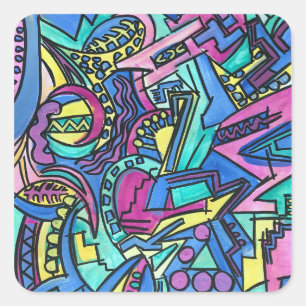 Adesivo Quadrado Arte abstrata pintada à mão Casa Mia