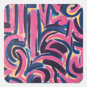 Adesivo Quadrado Arte abstrata pintada à mão com grafite grego anti