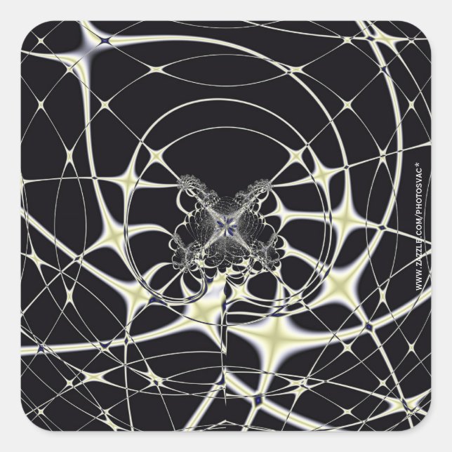 Adesivo Quadrado Arte Abstrata Teia de Aranha Dourada (Frente)