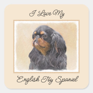 Adesivo Quadrado Arte Animal Original Pintura Inglesa Toy Spaniel
