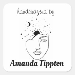 Adesivo Quadrado Arte Celestial Em Linha De Mulher Feita Por