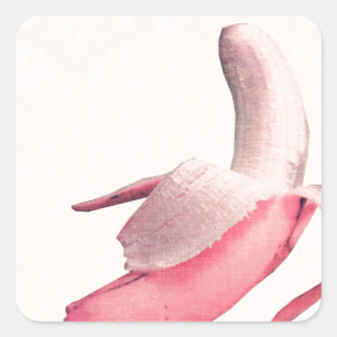 Adesivo Quadrado Arte cor-de-rosa retro da banana