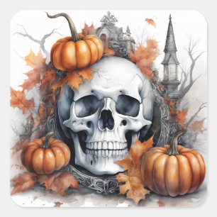 Adesivo Quadrado Arte Crônica Gótica do Halloween - Encantadora