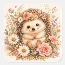 Arte de Aquarela deouriço Floral