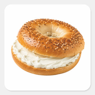 Adesivo Quadrado Arte de Bagel Fresco com Cream Cheese