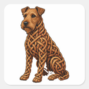Adesivo Quadrado Arte de Cachorro Terrier Irlandês Nó Celta