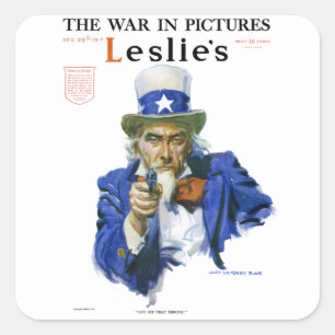 Adesivo Quadrado Arte de capa de revista vintage patriótica do Tio 
