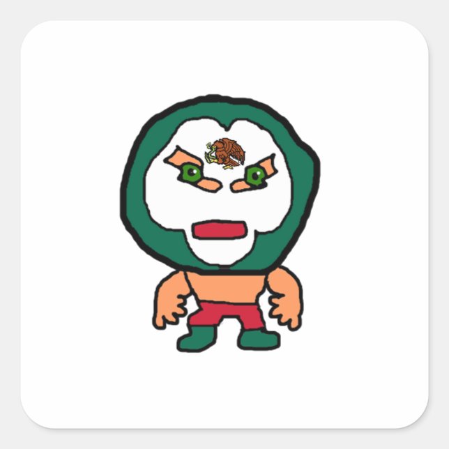 Adesivo Quadrado Arte de Cartografia do Mexicano Lucha Libre (Frente)