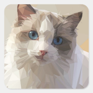Adesivo Quadrado Arte de Cat Blowpoli