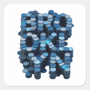 Adesivo Quadrado Arte de Decalque Abstrato Azul Excêntrico