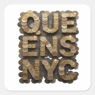 Adesivo Quadrado Arte de decalque Cheerful Gold QUEENS NYC
