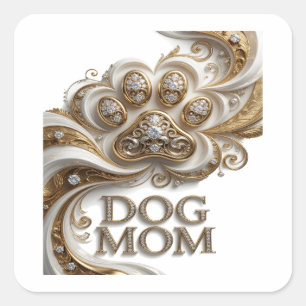Adesivo Quadrado Arte de decalque de DOG MOM em ouro quadrado
