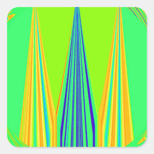 Adesivo Quadrado Arte de Design de Padrão Neon Geométrico Brilhante
