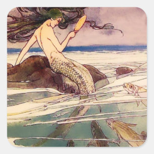 Adesivo Quadrado Arte de fada “Sereia” por Alice B Woodward