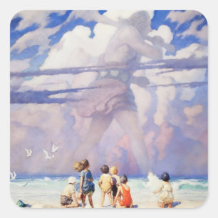 Adesivo Quadrado Arte de fadas “O Gigante” por NC Wyeth