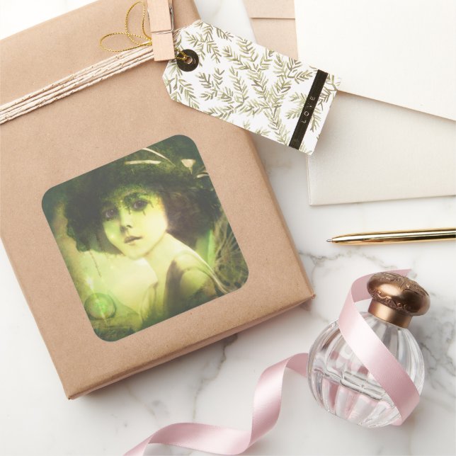 Adesivo Quadrado Arte de Fantasia de Árvore Selvagem Mística (Presentear)