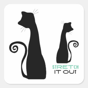 Adesivo Quadrado Arte de gato preto