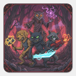 Adesivo Quadrado Arte de Guerreiro Animal de Fantasia Elétrica
