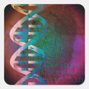 Adesivo Quadrado Arte de Impressão Digital de DNA Ciência Médica