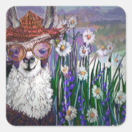 Adesivo Quadrado Arte De Lama Com Óculos. E Arte