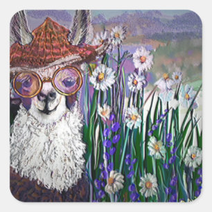 Adesivo Quadrado Arte De Lama Com Óculos. E Arte