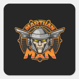 Adesivo Quadrado Arte de Logo Futurista Homem Marciano