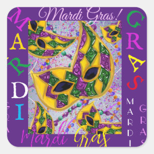 ADESIVO QUADRADO ARTE DE MARDI GRAS       