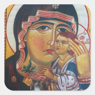 Adesivo Quadrado Arte de Maria Mãe e Jesus