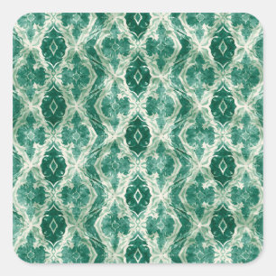 Adesivo Quadrado Arte de Muro Árabe - Padrão Ornamental Verde P