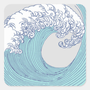 Adesivo Quadrado Arte de onda de surf Ukiyo-e japonês vintage da co