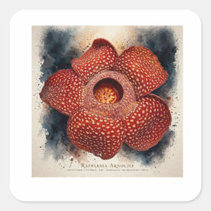 Adesivo Quadrado Arte de Parede em Tela Flor Vermelha Impressão F