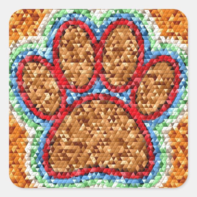 Adesivo Quadrado Arte de Pata de Cachorro Baixo (Frente)