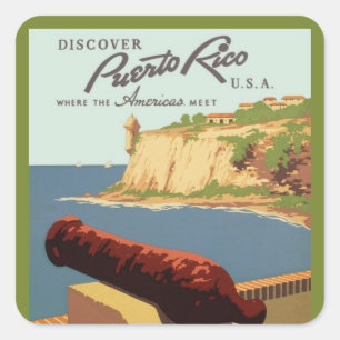 Adesivo Quadrado Arte de Poster de Viagem Vintage, Descubra Porto R