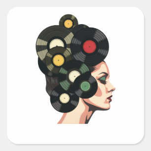 Adesivo Quadrado Arte de Poster de Vinil Retro Estilizado