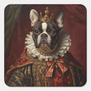 Adesivo Quadrado Arte de Pug Preto Inspirada em Retrato de Rainha d