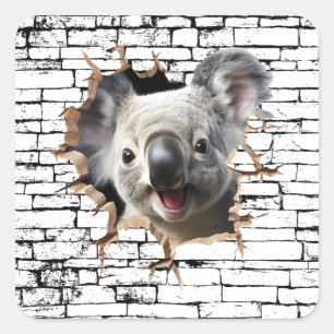 Adesivo Quadrado Arte de Quebra de Parede 3D de Coala – Safari Real