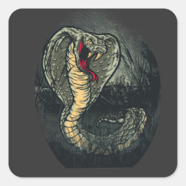 Adesivo Quadrado Arte de Tatuagem de Cobra Cobre Feroz na Selva Esc