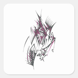 Adesivo Quadrado Arte de Tatuagem Tribal Abstrata Colorida Elétrica
